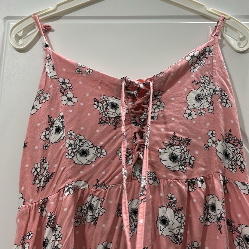 Pembe çok tatlı göğüsten ipli bağlamalı elbise - Görsel 2