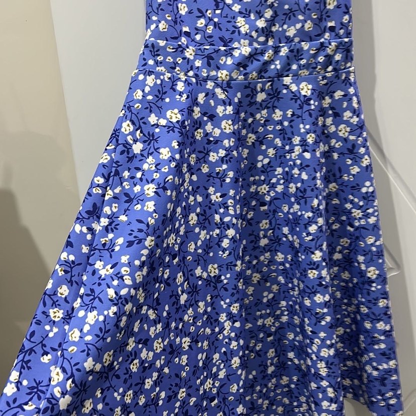 Mavi Çiçekli Midi Strappy Elbise - Görsel 3