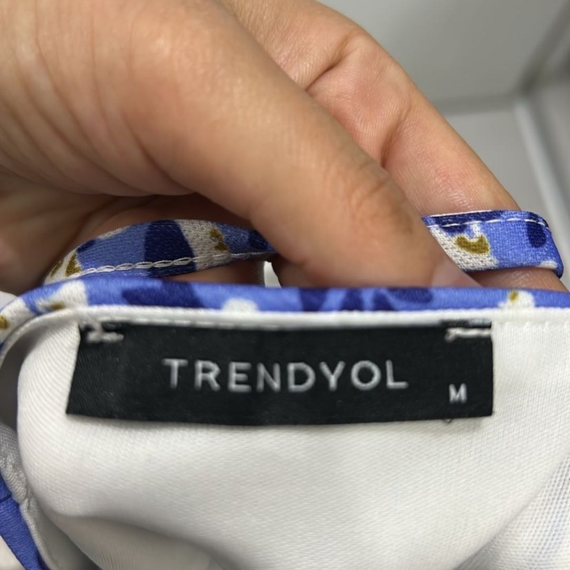 Mavi Çiçekli Midi Strappy Elbise - Görsel 4