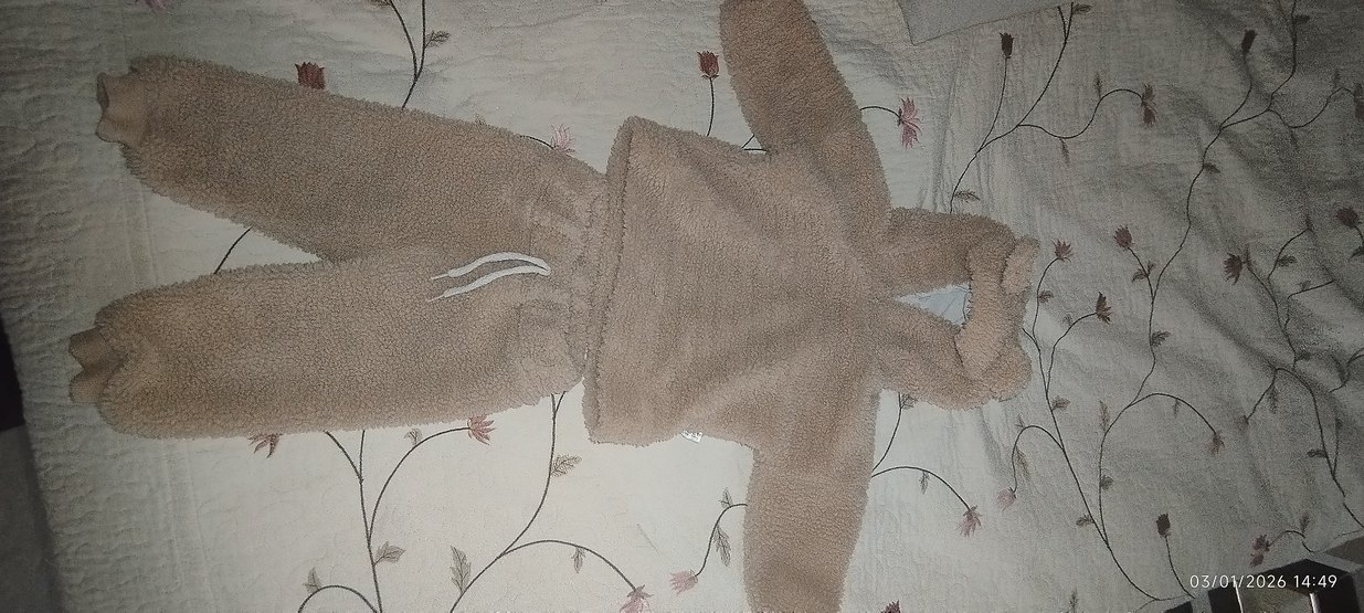 Kahverengi Peluş Bebek Tulum Takımı - Görsel 2