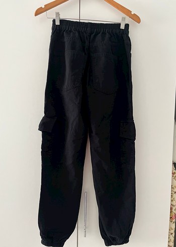 Siyah Kemerli Kadın Bol Paça Kot Pantolon - Görsel 2