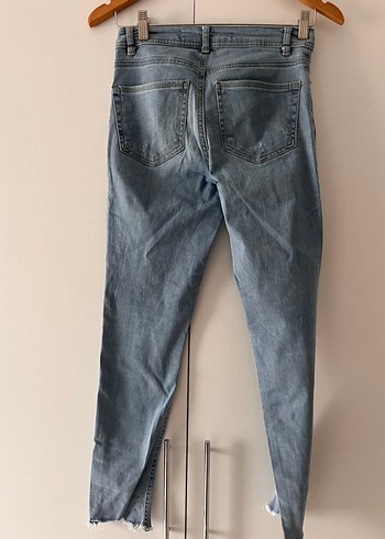 Kadın Mavi Denim Dar Kesim Midi Jean - Görsel 2