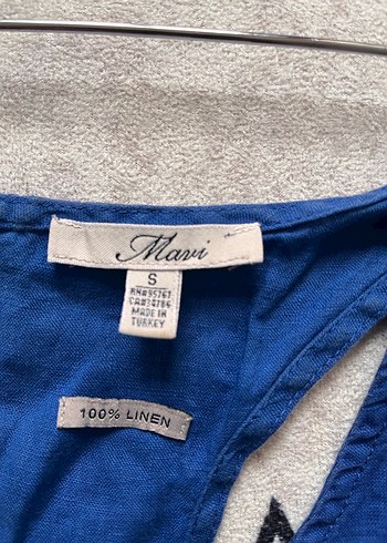 Kadın Mavi Kolsuz Keten Bluz - Görsel 2