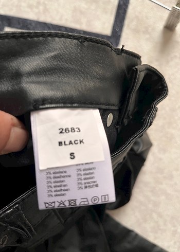 Siyah Deri Biker Pantolon - Görsel 3