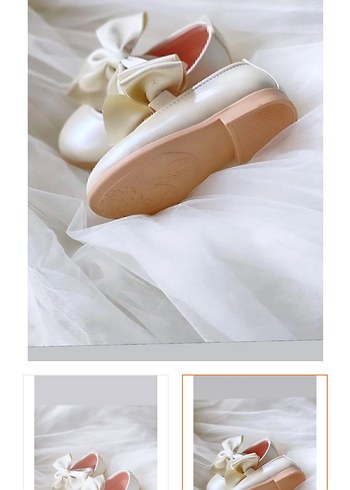 Klasik Fiyonk Detaylı Beyaz Kız Babet - Görsel 2