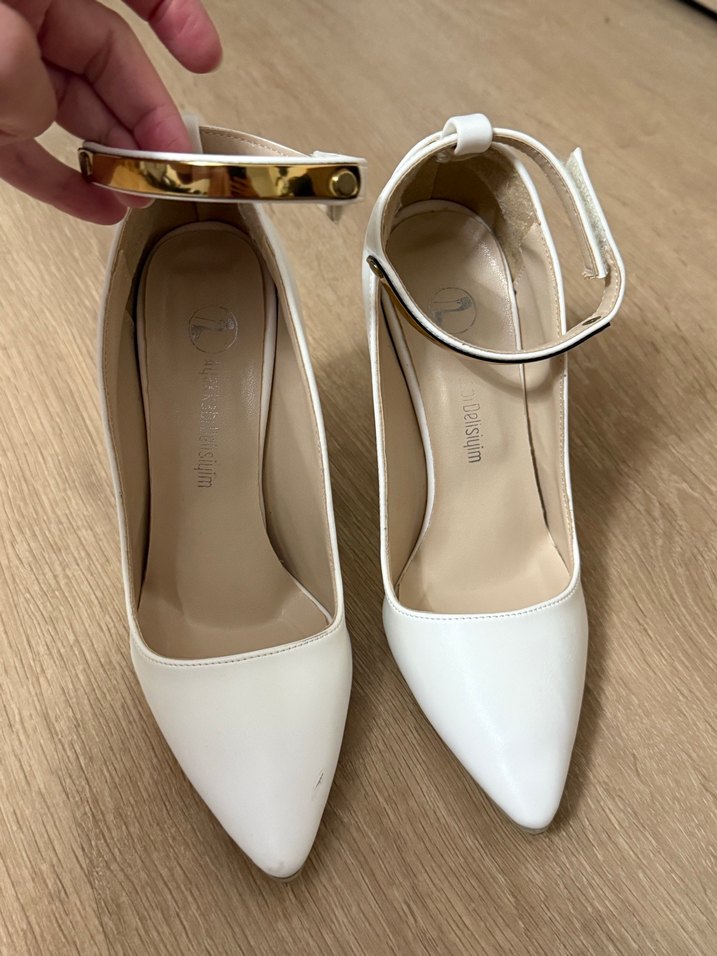 Beyaz Deri Stiletto Topuklu Kadın Ayakkabı - Görsel 4