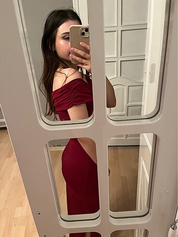 s Beden Bordo elbise ayşenur dinçer