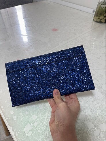 Estee Lauder Lacivert simli clutch