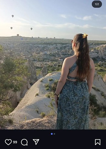 36 Beden Su yeşili Uzun Bağcıklı Bohem Elbise
