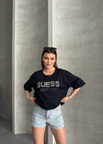l Beden Guess Uzun Kollu lacivert Tişört