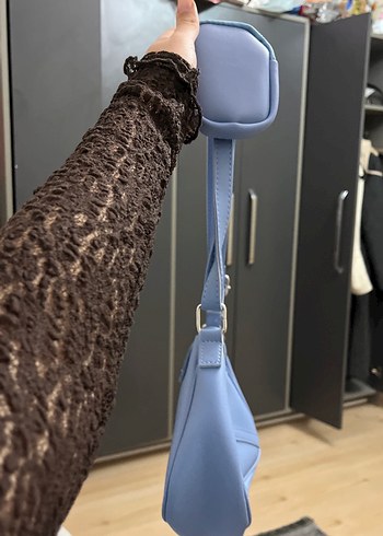 Mavi Deri Tokalı Kadın Çanta - Görsel 2