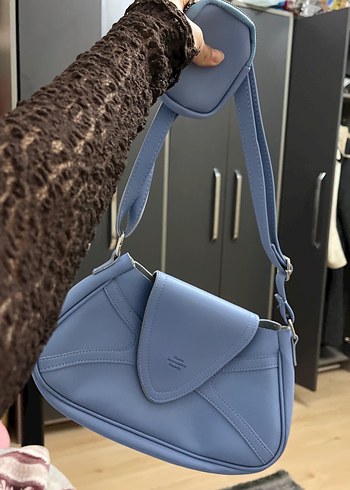 Mavi Deri Tokalı Kadın Çanta - Görsel 3