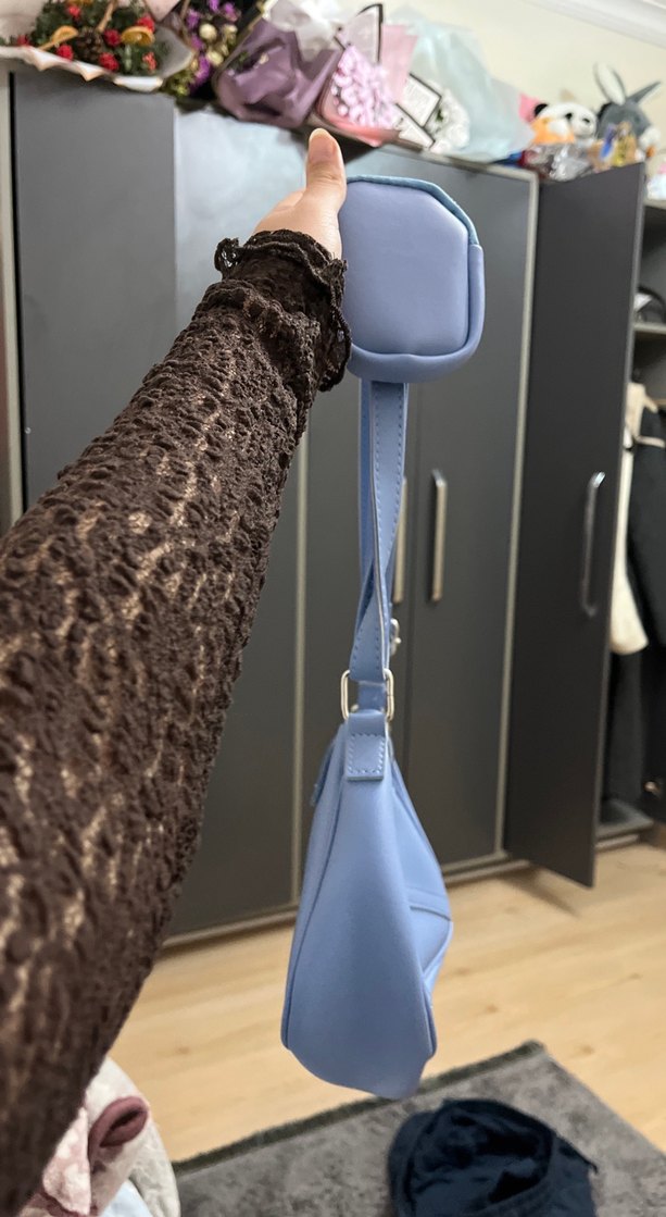 Mavi Deri Tokalı Kadın Çanta - Görsel 2