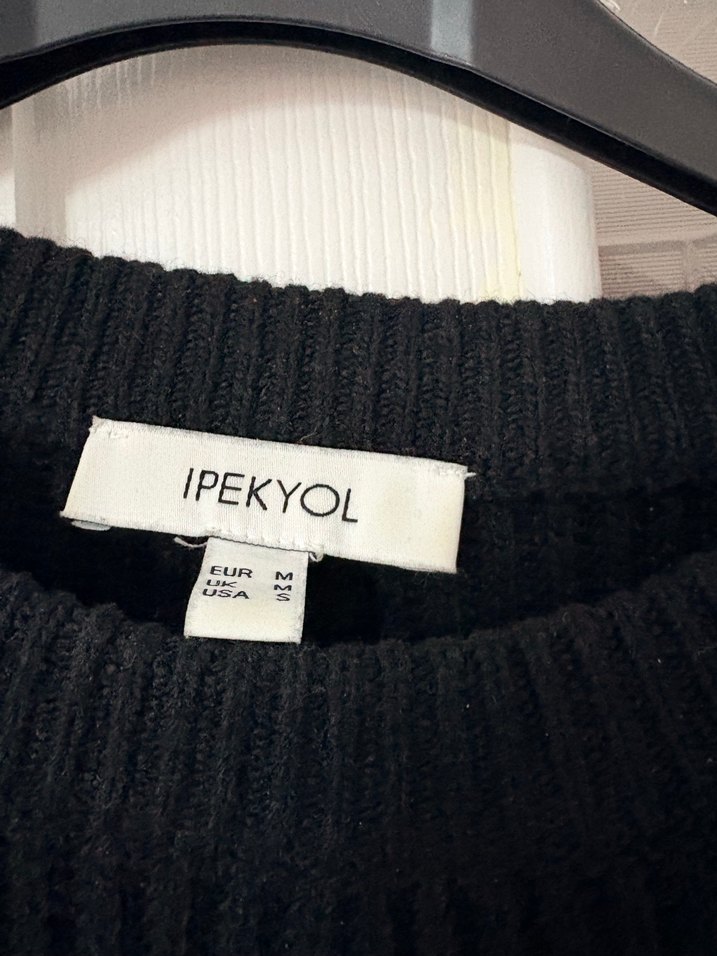 Siyah Örgü Salaş Kadın Kazak - Görsel 3