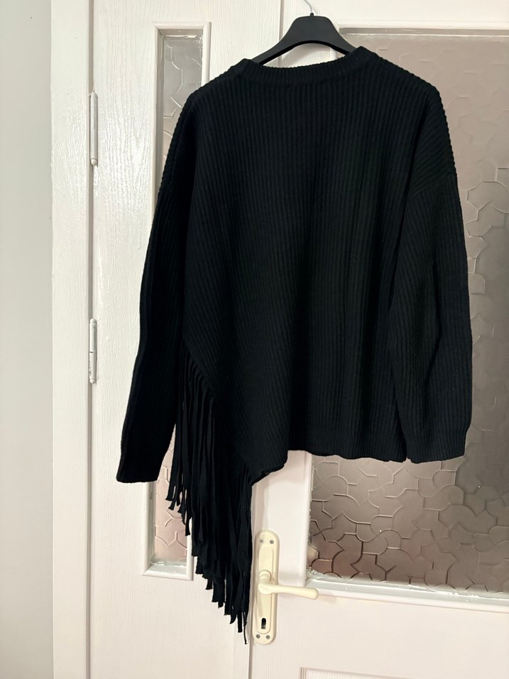 Siyah Örgü Salaş Kadın Kazak - Görsel 2