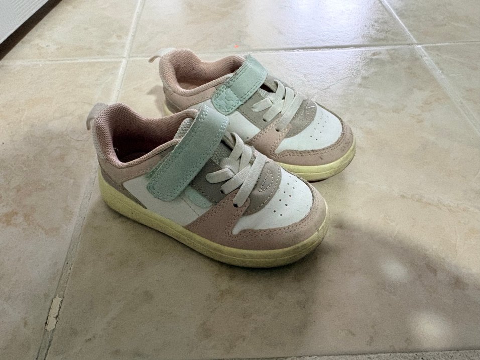 Kız Çocuk Bej Bağcıklı ve Cırtlı Spor Ayakkabı - Görsel 3