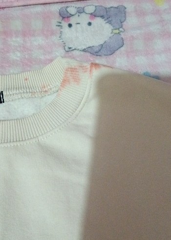 Kadın Beyaz Pamuklu New Jersey Baskılı Sweatshirt - Görsel 3