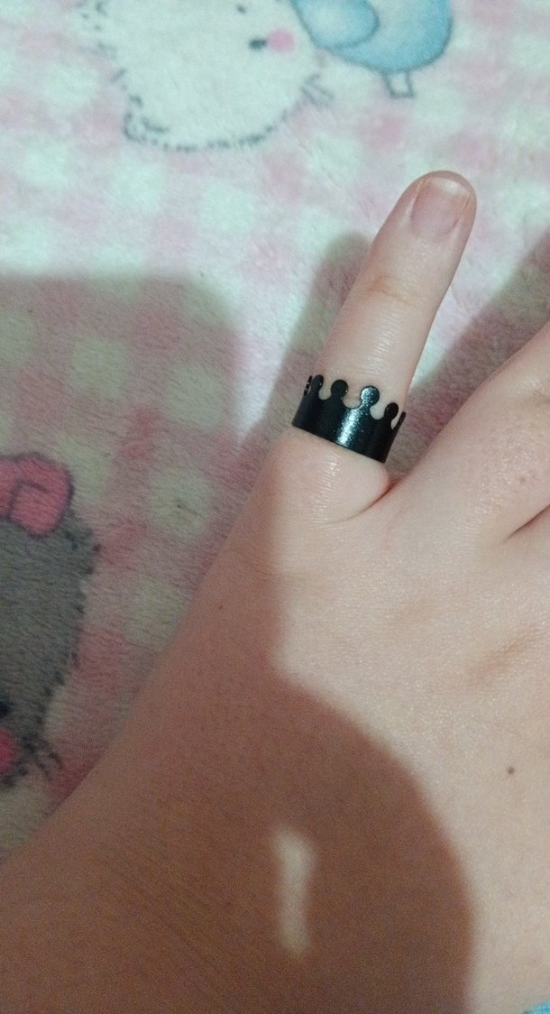 Siyah Gotik Taç Desenli Kadın Yüzük - Görsel 2