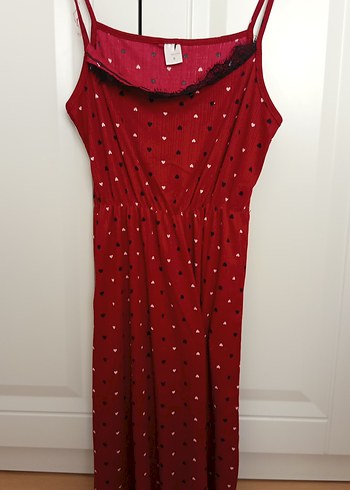 Kırmızı Desenli Bohem Uzun Kadın Pijama Takımı - Görsel 4