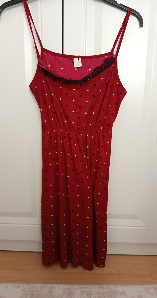 Kırmızı Desenli Bohem Uzun Kadın Pijama Takımı - Görsel 4