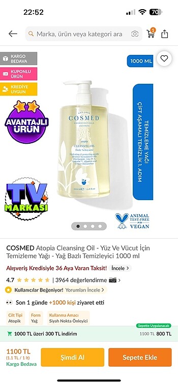 Cosmed temizleme yağı