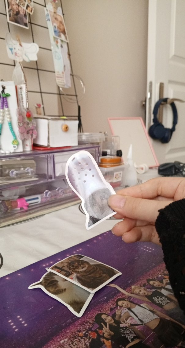 3 adet kedili komik sticker - Görsel 2