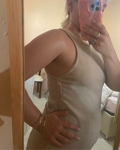 m Beden camel Renk Orj zara midi elbise