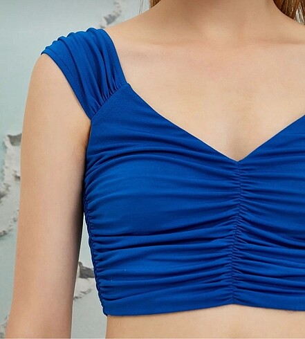 m Beden mavi Renk Koton crop