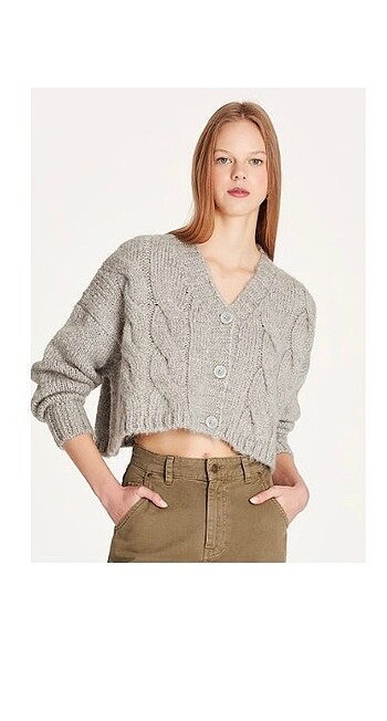Mavi Jeans Gri Crop Triko Hırka
