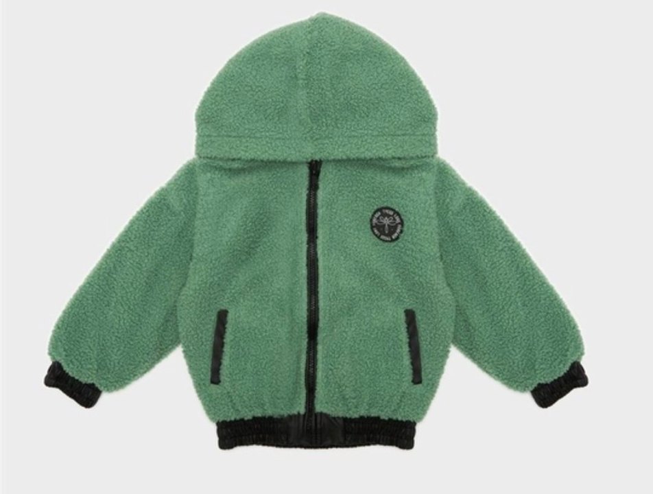 Tyess Kız Çocuk Yeşil Peluş Ceket - Görsel 2