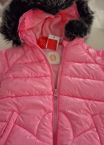 Parlak Pembe Kürklü Kapüşonlu Mont B&G store - Görsel 3