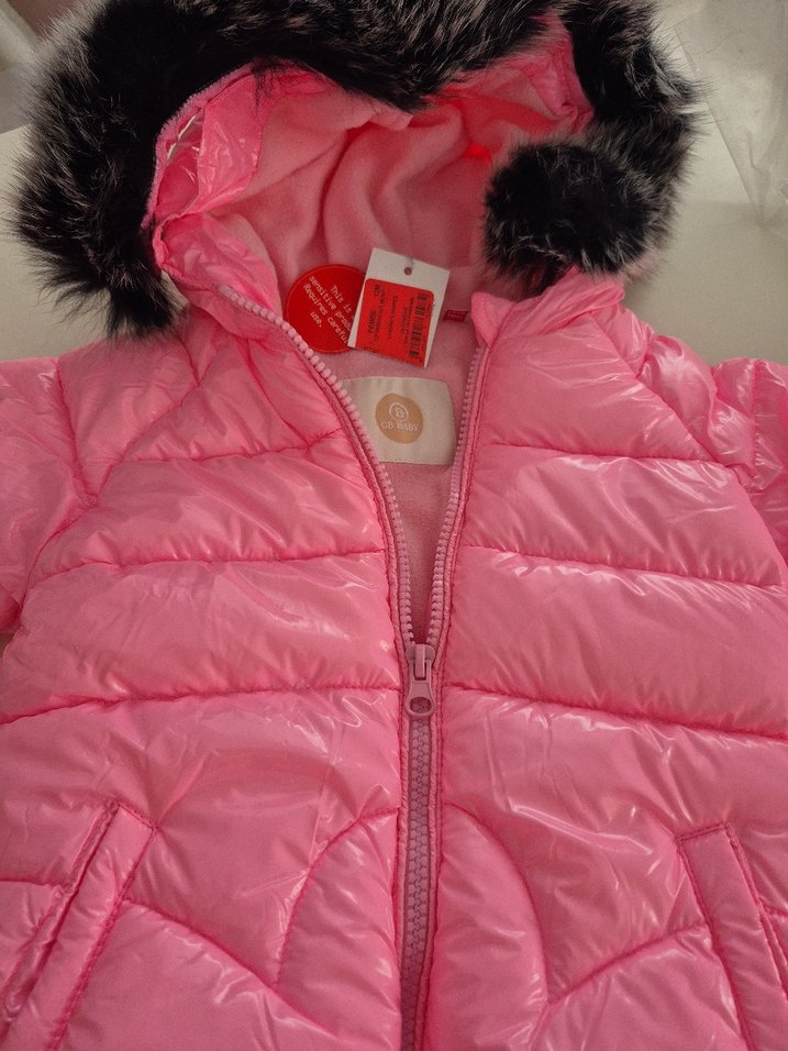 Parlak Pembe Kürklü Kapüşonlu Mont B&G store - Görsel 3