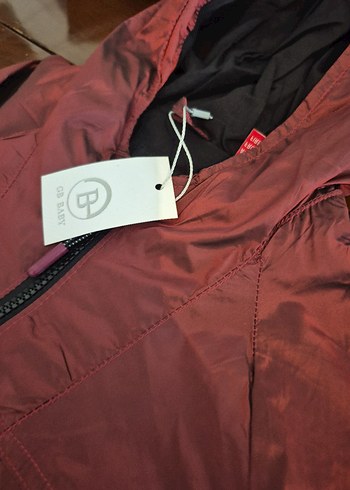 Bordo Kapüşonlu Fermuarlı Unisex Ceket - Görsel 2