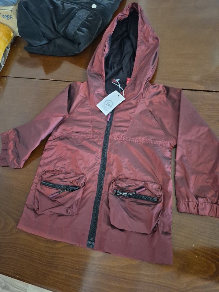 Bordo Kapüşonlu Fermuarlı Unisex Ceket - Görsel 3