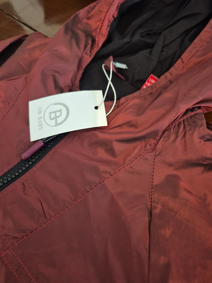 Bordo Kapüşonlu Fermuarlı Unisex Ceket - Görsel 2