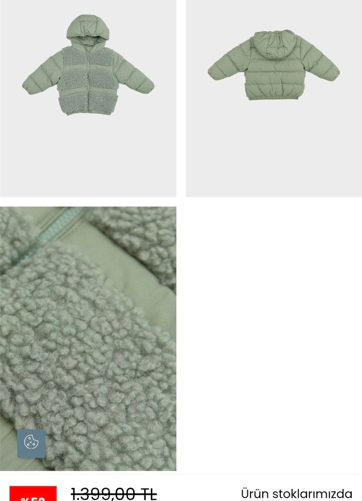 Kız Çocuk Kürklü Kapüşonlu Mont B&G store GB Baby - Görsel 3