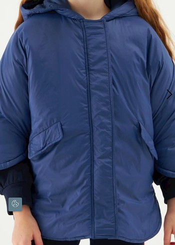 Fracomina  Kapüşonlu Mavi Bol Kesim Mont - Görsel 2