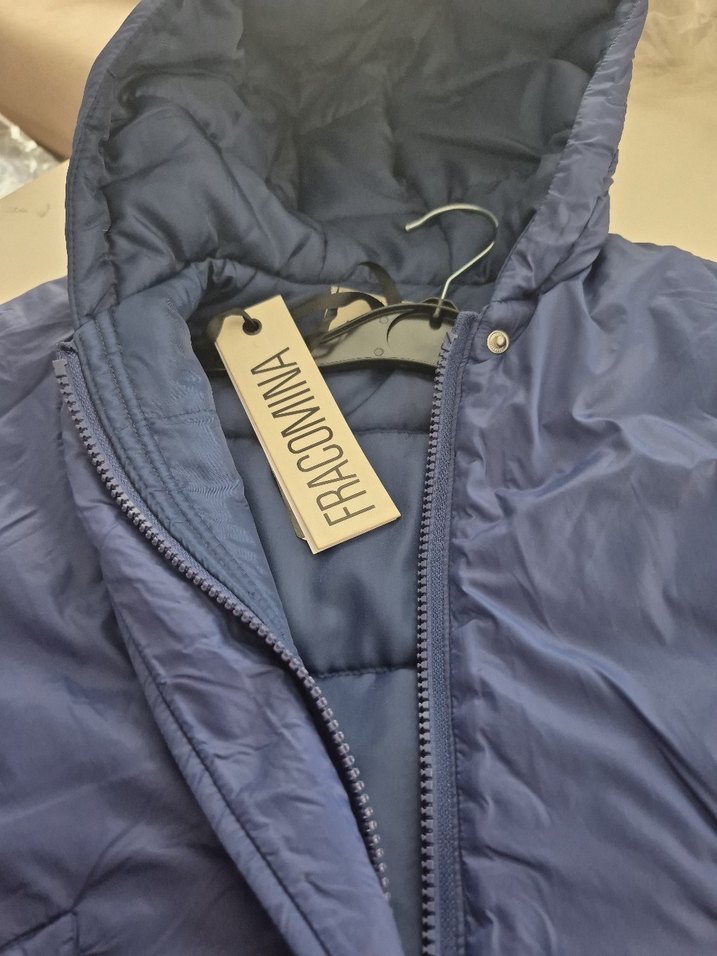 Fracomina  Kapüşonlu Mavi Bol Kesim Mont - Görsel 4