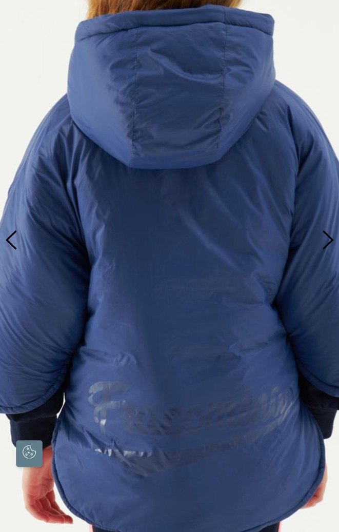 Fracomina  Kapüşonlu Mavi Bol Kesim Mont - Görsel 3