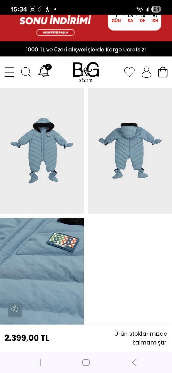 Erkek Bebek Kış Tulumu Astronot Tulum B&G store GB Baby - Görsel 2