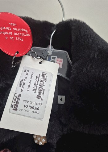 Tyess Siyah Kürklü Kız Çocuk Peluş Ceket - Görsel 4