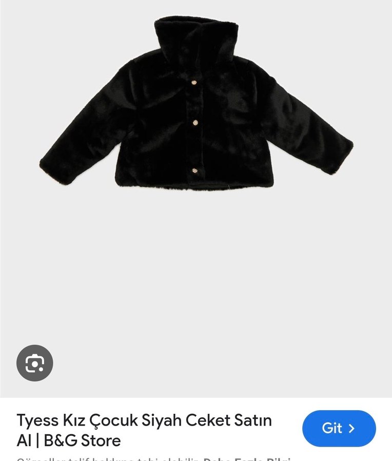 Tyess Siyah Kürklü Kız Çocuk Peluş Ceket - Görsel 2