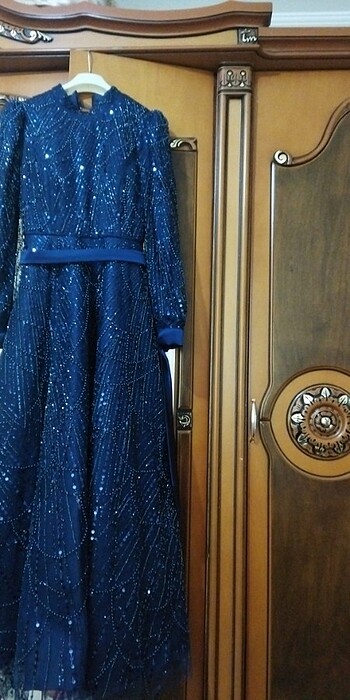 Lacivert Tesettür Abiye - Görsel 4