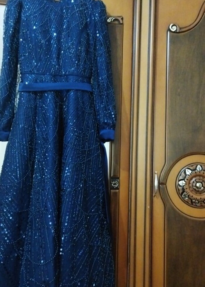 Lacivert Tesettür Abiye - Görsel 3