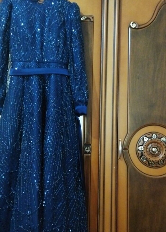 Lacivert Tesettür Abiye - Görsel 4