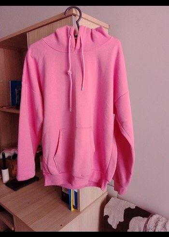 Pembe Midi Kapüşonlu Kadın Sweatshirt - Görsel 3