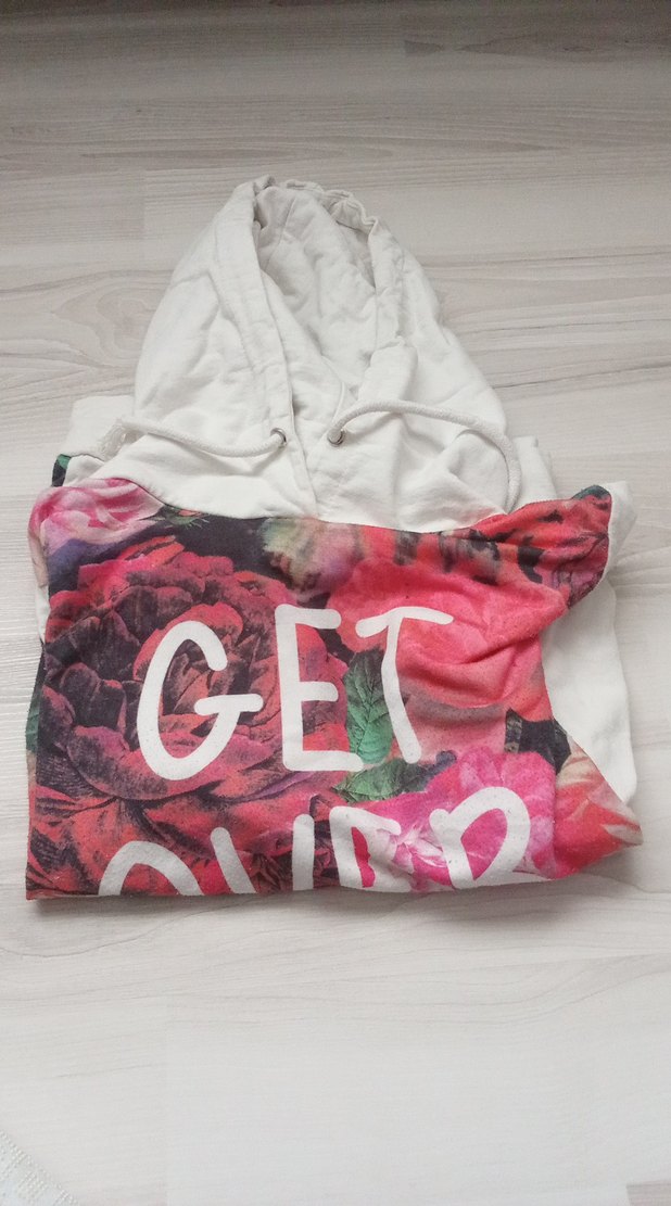 Çiçek Desenli Pembe Kapüşonlu Kız Sweatshirt - Görsel 2