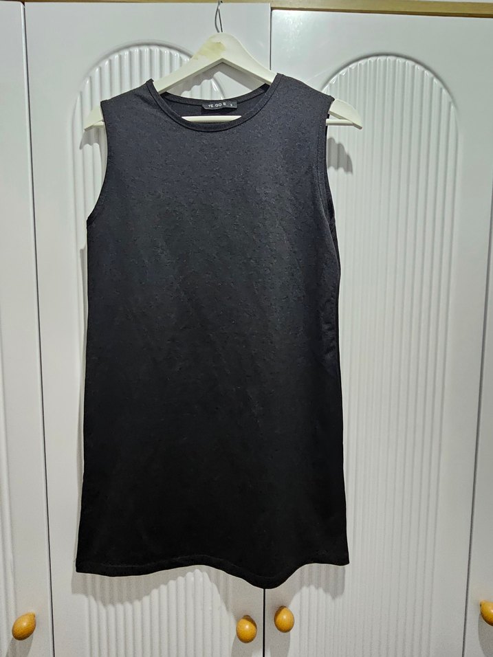 Siyah Kolsuz Midi Triko Elbise - Görsel 2