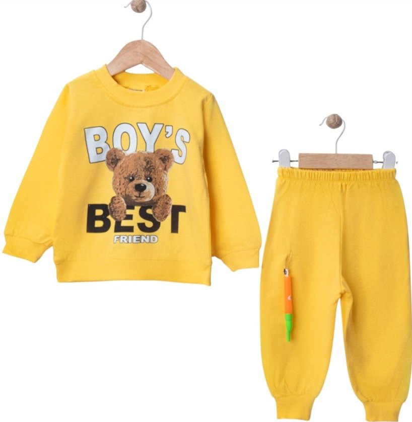 Kırmızı Erkek Bebek Uzun Kollu Sweatshirt ve Pantolon Takımı - Görsel 5