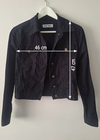 Lady Elite Siyah Kanvas Crop Ceket 38 - Görsel 6